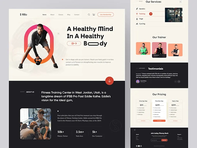 Gig Preview - Design fitness trainer, personal trainer, yoga, gym website