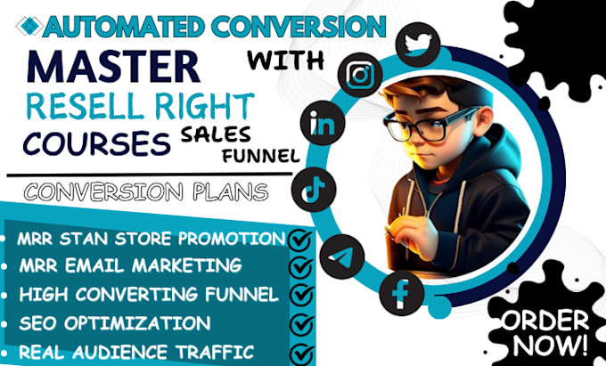 Gig Preview - Promote passive income master resell right courses email marketing sales funnel