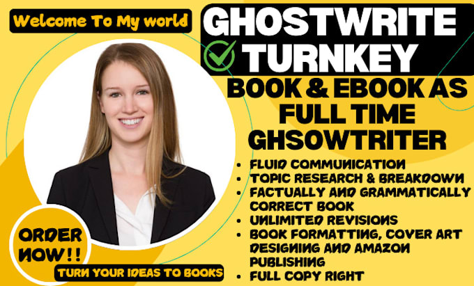 Gig Preview - Ghostwrite turnkey book as a ghost book writer, ebook ghostwriter, ebook writer