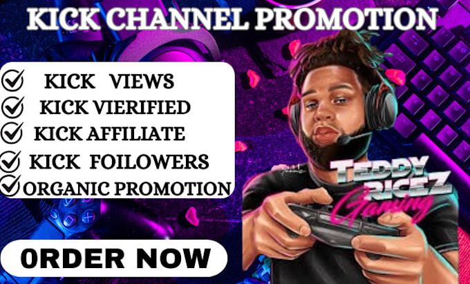 Gig Preview - Promote your kick channel promotion to attain real followers and views chatters