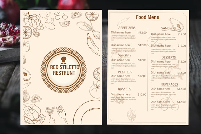 Gig Preview - Do restaurant menu food menu digital menu cards cafe menus or food flyer