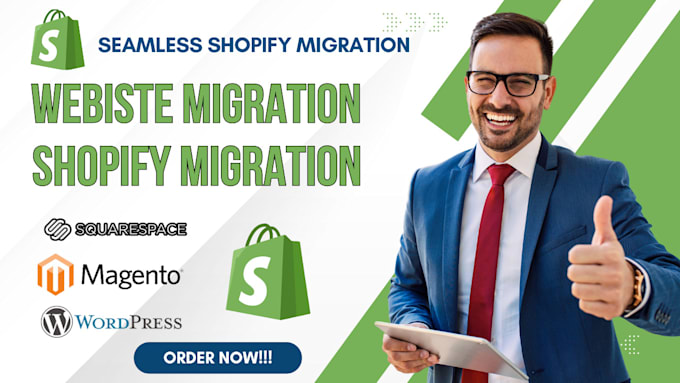 Gig Preview - Migrate wix, squarespace, wordpress, bigcommerce, magento to shopify store