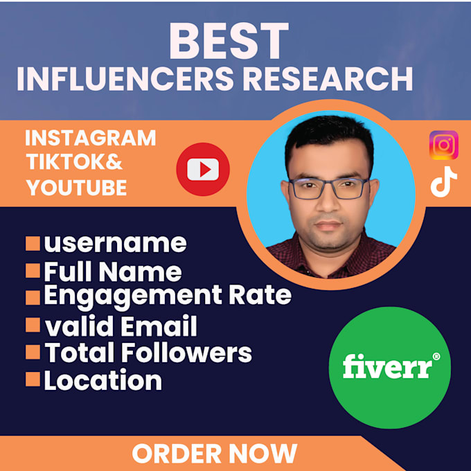 Gig Preview - Find instagram,  tiktok, youtube influencer research 24 hours