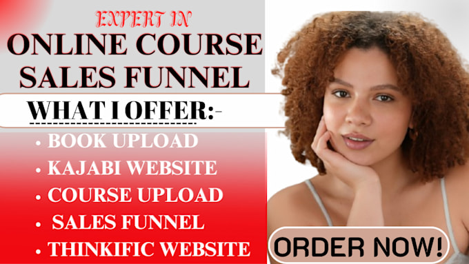 Gig Preview - Online course sales funnel kajabi website thinkific website digital book upload