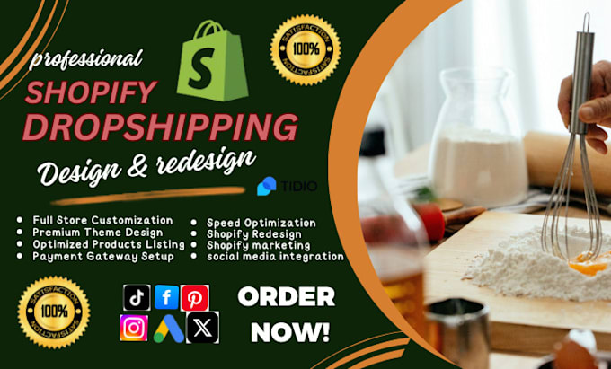 Gig Preview - Design redesign shopify dropshipshipping store,  shopify products listing