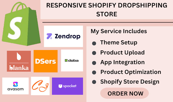 Gig Preview - Design redesign shopify dropshipping store build shopify website ecommerce store