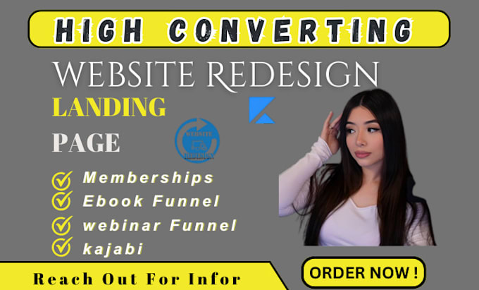 Gig Preview - Create website redesign landing page elementor kajabi landing page