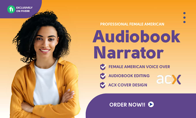 Gig Preview - Do audiobook narration in female voice over, audiobook editing, acx cover design