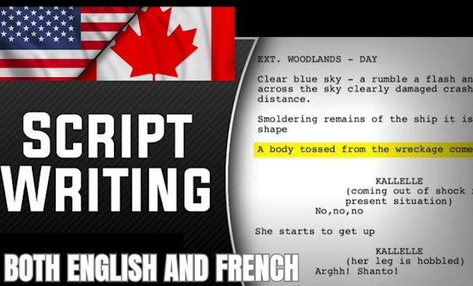 Gig Preview - Write film script, tv series, yt script in english or french