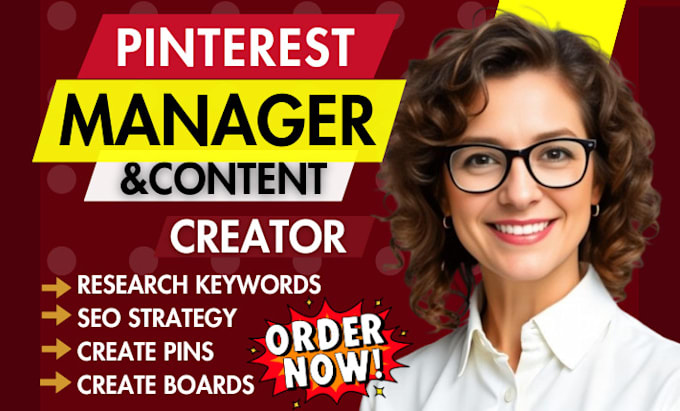 Gig Preview - Be your pinterest marketing manager, setup seo optimized pins, posts, and boards