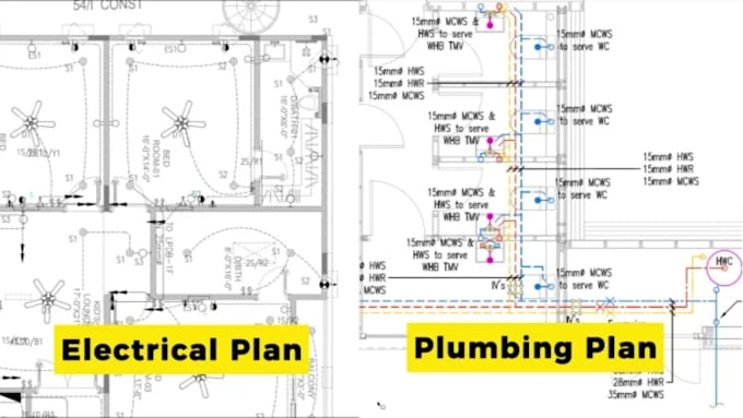 Gig Preview - Do mep, electrical and plumbing plan in autocad with material list