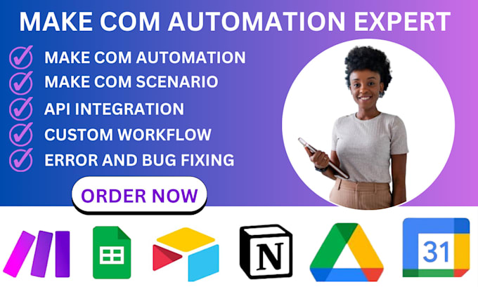 Gig Preview - Make, make com automation, integromat, fix made com errors, make automation