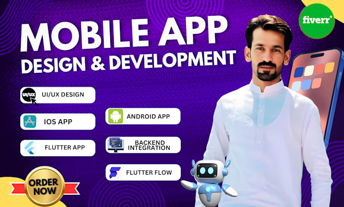 Gig Preview - Build design mobile app development, ios app, flutter app creation flutterflow