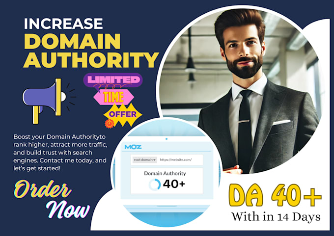 Gig Preview - Increase your website domain authority moz da 40 plus