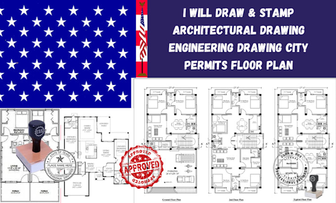 Gig Preview - Draw stamp architectural drawing engineering drawing city permits floor plan