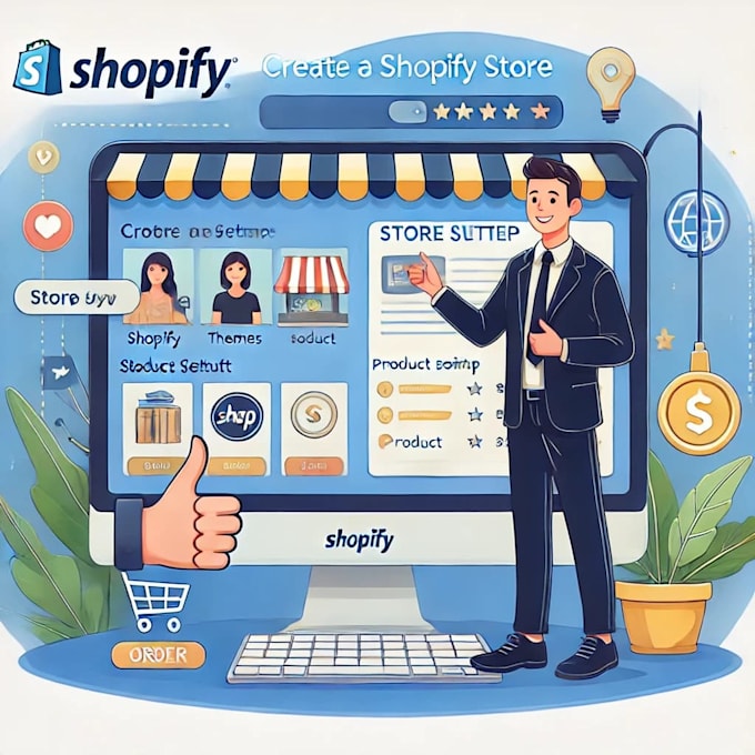 Gig Preview - Make a  shopify store for your business with domain free