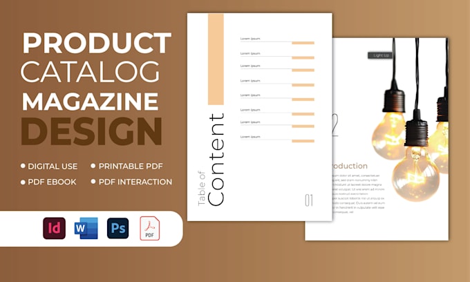 Gig Preview - Design product catalog, magazine layout brochure, catalogue lookbook sell sheet