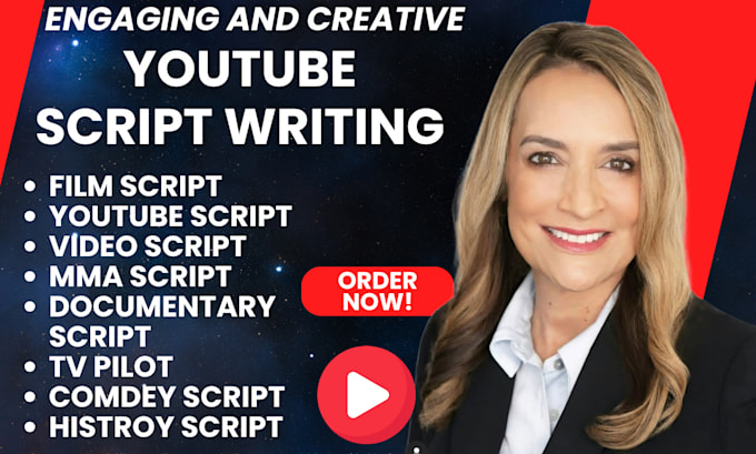 Gig Preview - Write engaging and creative youtube script writing for video