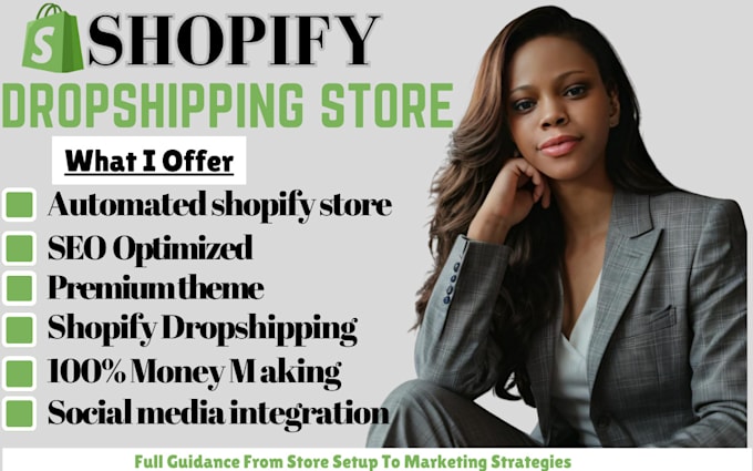 Gig Preview - Build automated shopify dropshipping store redesign shopify website via supliful