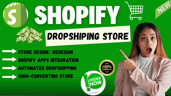 Gig Preview - Design shopify ecommerce website development and redesign dropshipping store