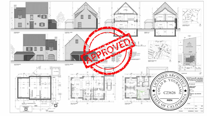 Gig Preview - Licensed architect stamp structural stamp texas california stamp for city permit