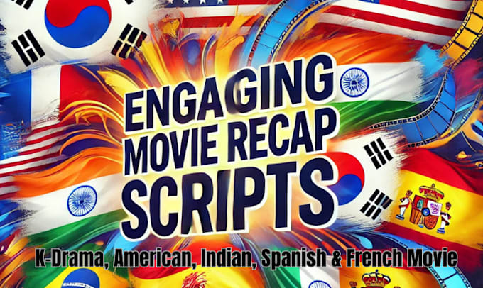 Gig Preview - Write engaging kdrama american indian spanish and french movie recap script