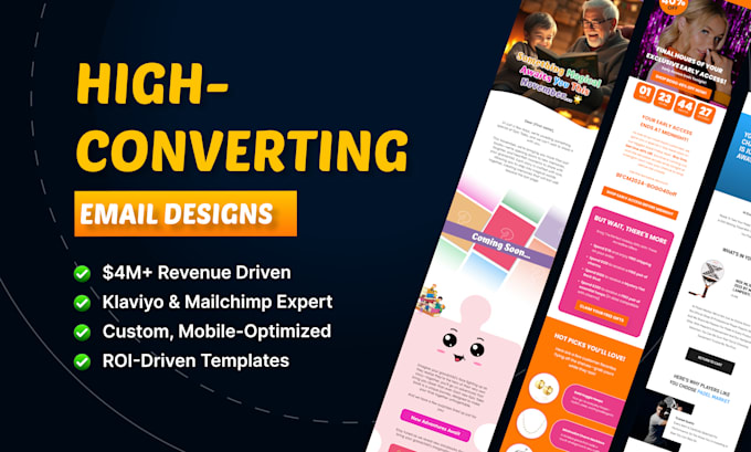 Gig Preview - Design high converting klaviyo and mailchimp email templates