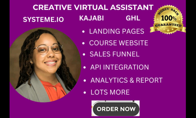 Gig Preview - Be your kajabi ghl systeme io virtual assistant