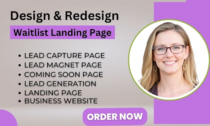 Gig Preview - Waitlist landing page lead capture page design landingpage wait list coming soon