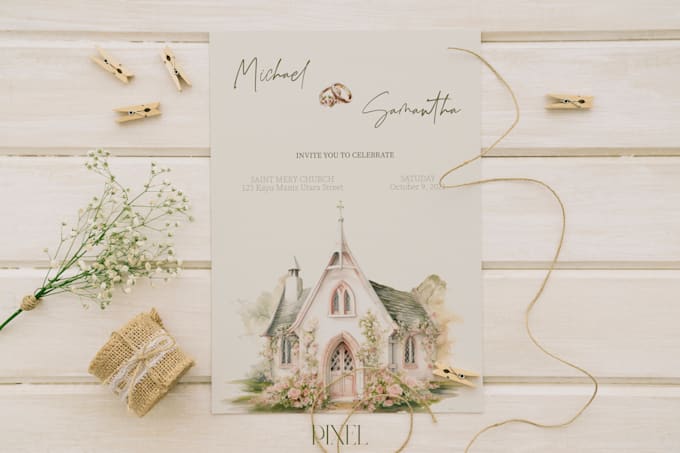 Bestseller - design a wedding invitation card, save the date in watercolor landscape style