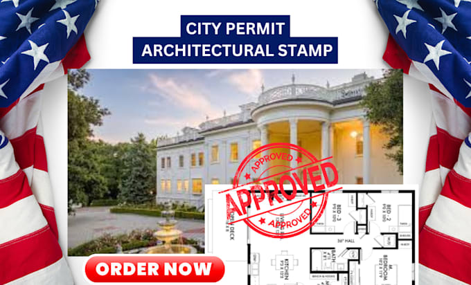 Bestseller - seal, architectural stamp on architecture plan for any USA city permit, pe stamp