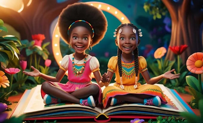 Gig Preview - Design 3d african american children book illustration and children story book