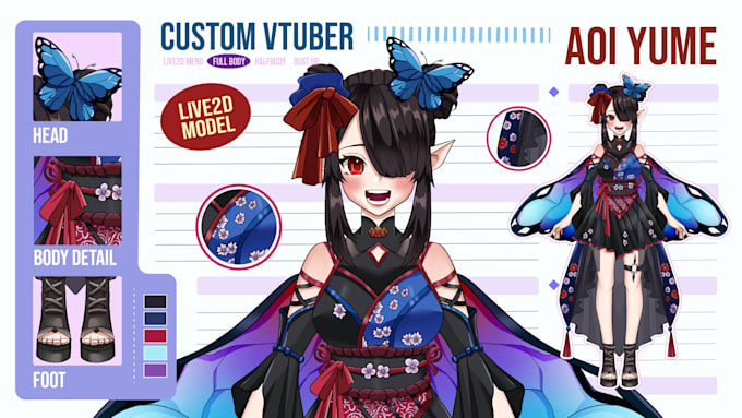 Gig Preview - Draw and rig your 2d vtuber model live2d model rigging 2d character design