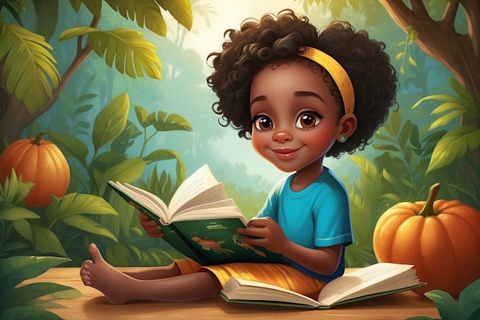 Gig Preview - Design 3d children book illustrations, kids storybook african american kdp