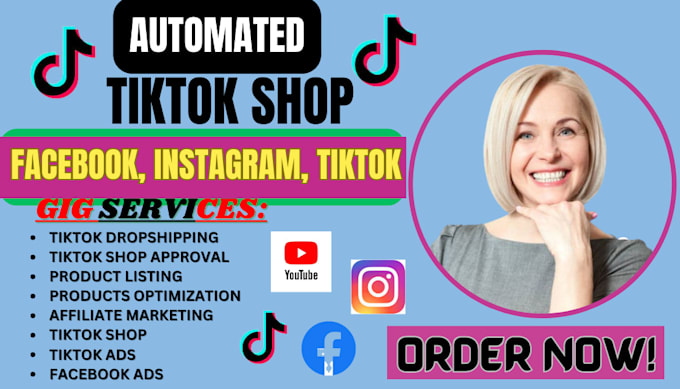 Gig Preview - Set up tiktok shop manage tiktok shop tiktok dropshipping with hunt products