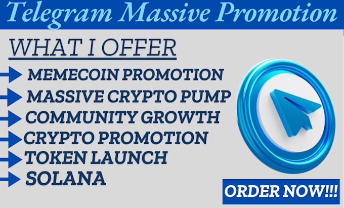 Gig Preview - Do telegram promotion, crypto promotion, memecoin, solana, token, pump fun