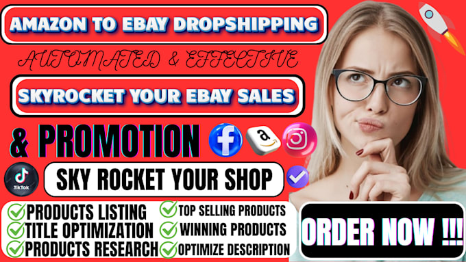 Gig Preview - Do do amazon to ebay dropshipping listing, dropshipping product research