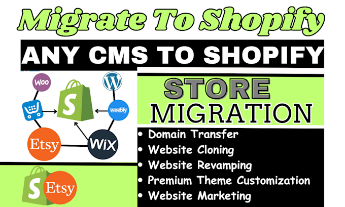 Gig Preview - Clone migrate wix wordpress ecwid woocommerce magento weebly website to shopify