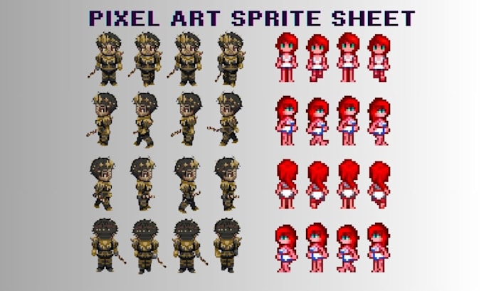 Gig Preview - Create pixel art character, 2d sprite sheet game, rpg maker, pixel art animation