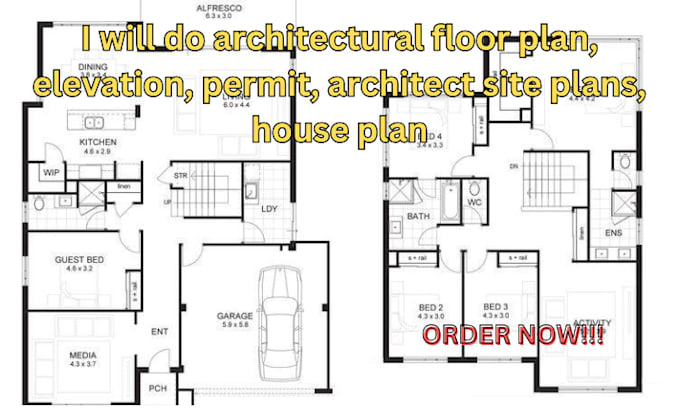 Gig Preview - Do architectural floor plan, elevation, permit, architect site plans, house plan