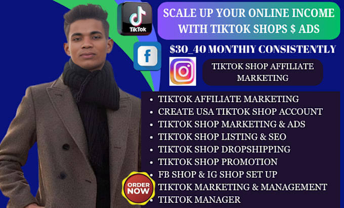 Gig Preview - Set up tik tok shop tiktok shop setup dropshipping tiktok ads marketing manager