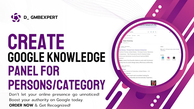 Gig Preview - Create google knowledge panel claim edit knowledge panel for person categories