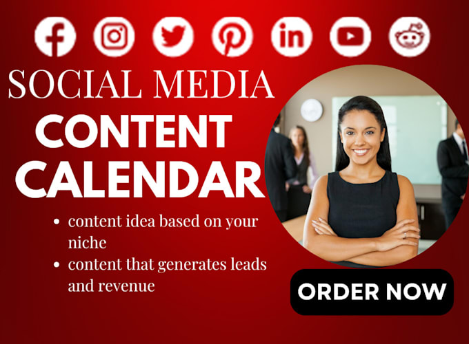 Gig Preview - Be content calendar creator, social media content calendar, editorial content