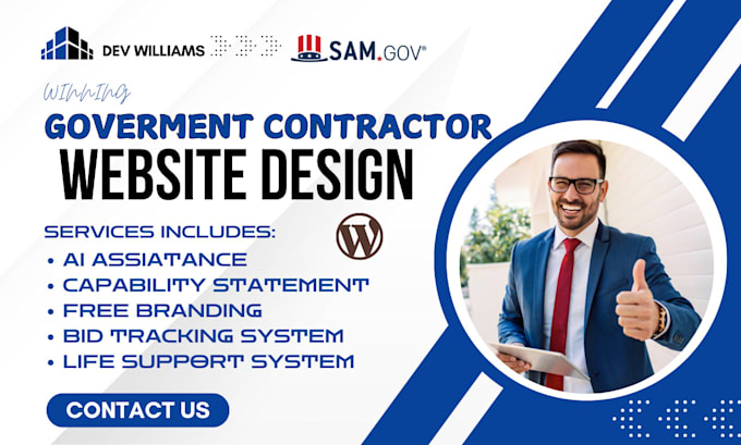 Gig Preview - Design high converting business government contract website winning bids sam gov