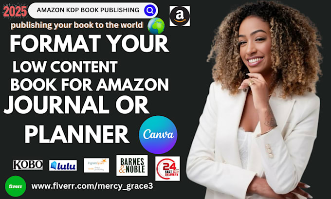 Gig Preview - Format your low content book amazon KDP journal or planner in canva