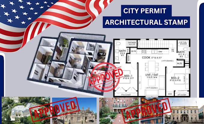 Bestseller - seal architectural stamp on architecture drawing for USA city permit, pe stamp