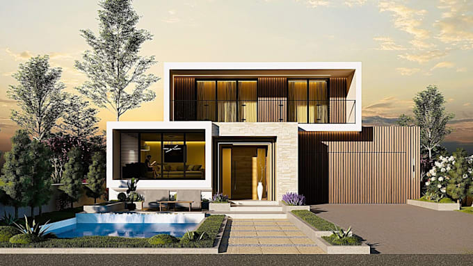 Gig Preview - Create stunning modern house exterior design and 3d render