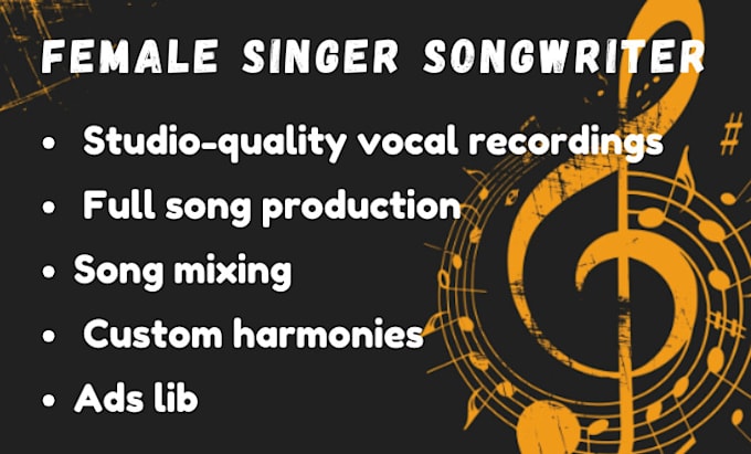 Gig Preview - Be your female singer vocalist and songwriter