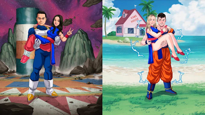 Gig Preview - Draw couple portrait family portrait in dragonball naruto goku manga anime art