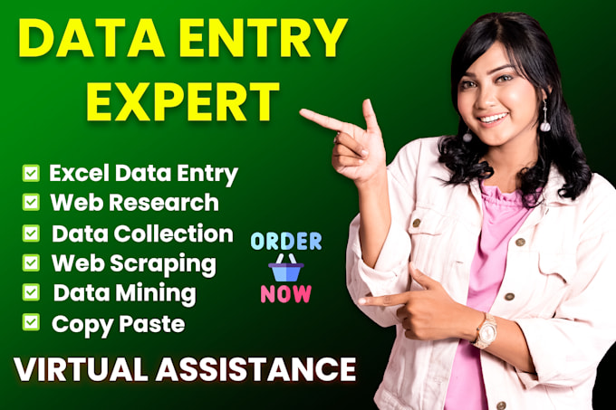 Gig Preview - Do fast accurate all types of data entry, excel data entry, web research